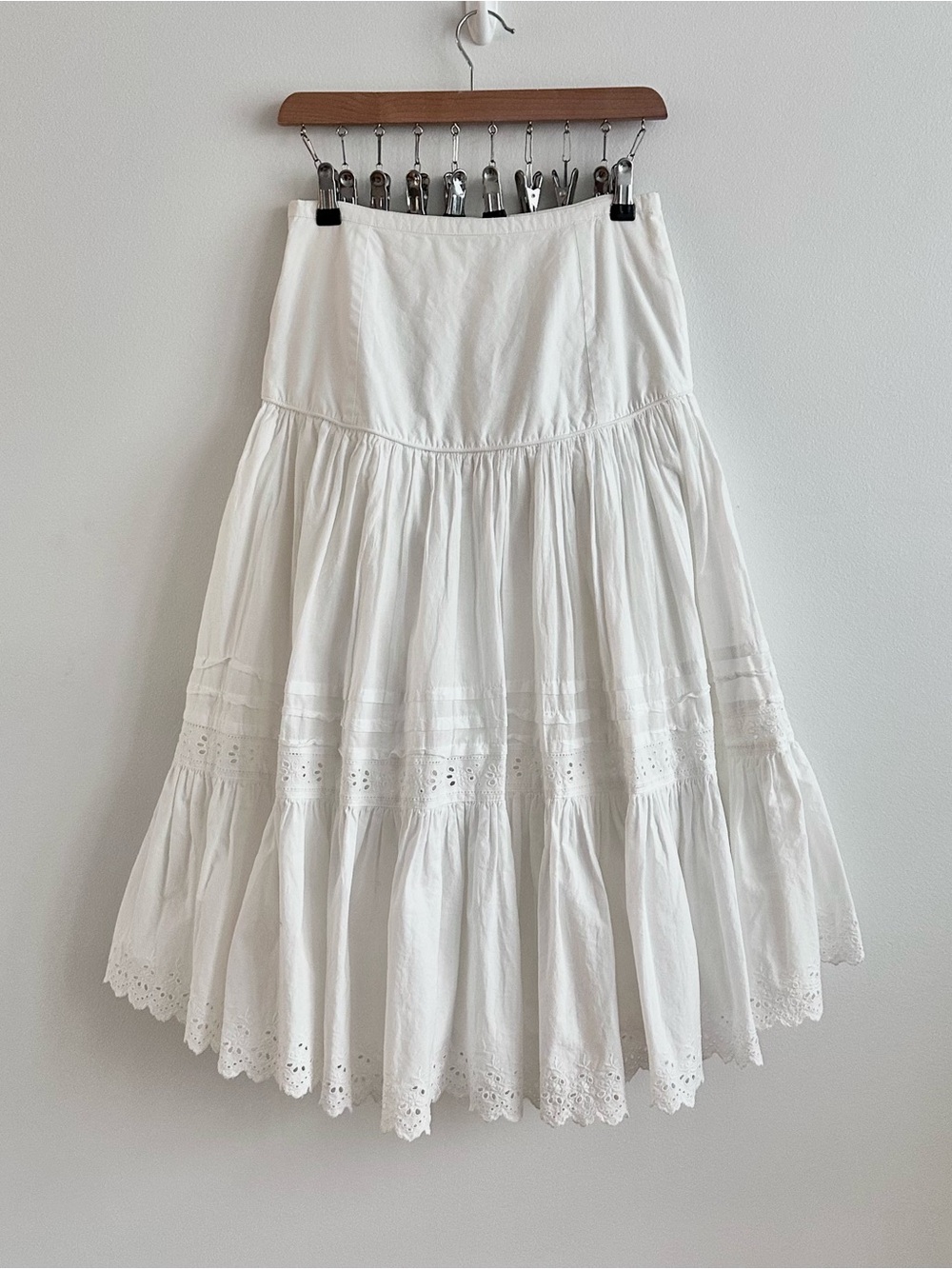 Ralph Lauren White Tiered Eyelet Midi Skirt - Picture 2 of 6